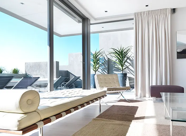Modern room with large windows